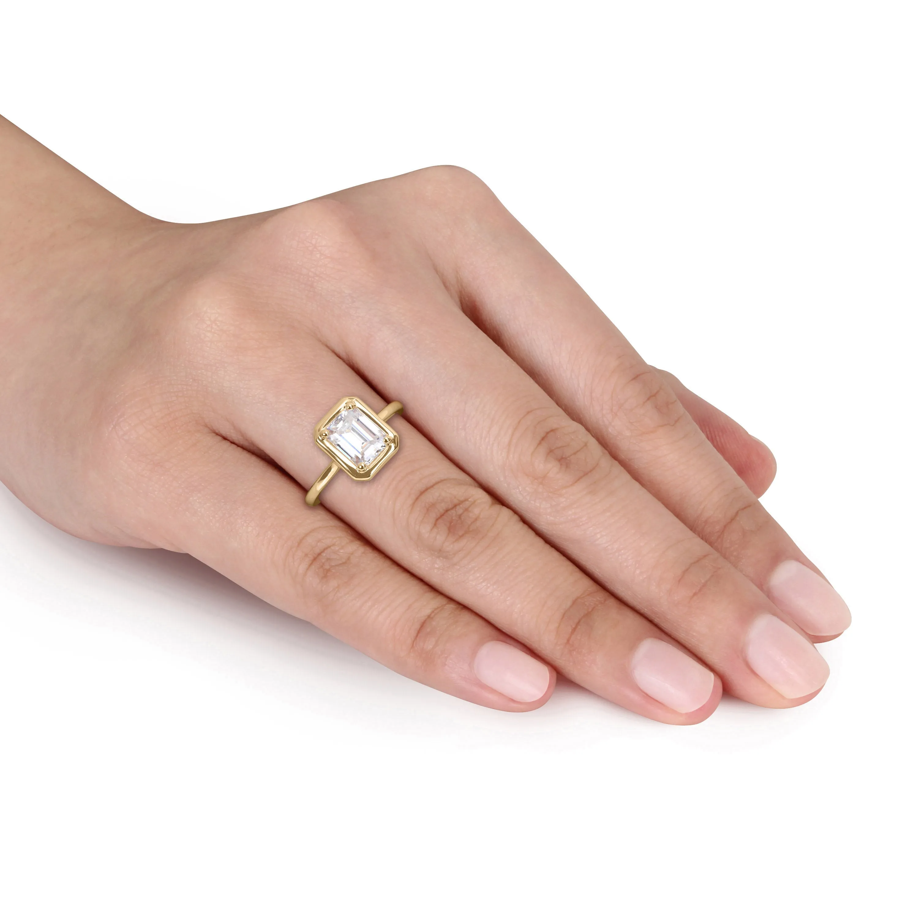 1 3/4 CT TGW Created Moissanite Fashion Ring 10k Yellow Gold
