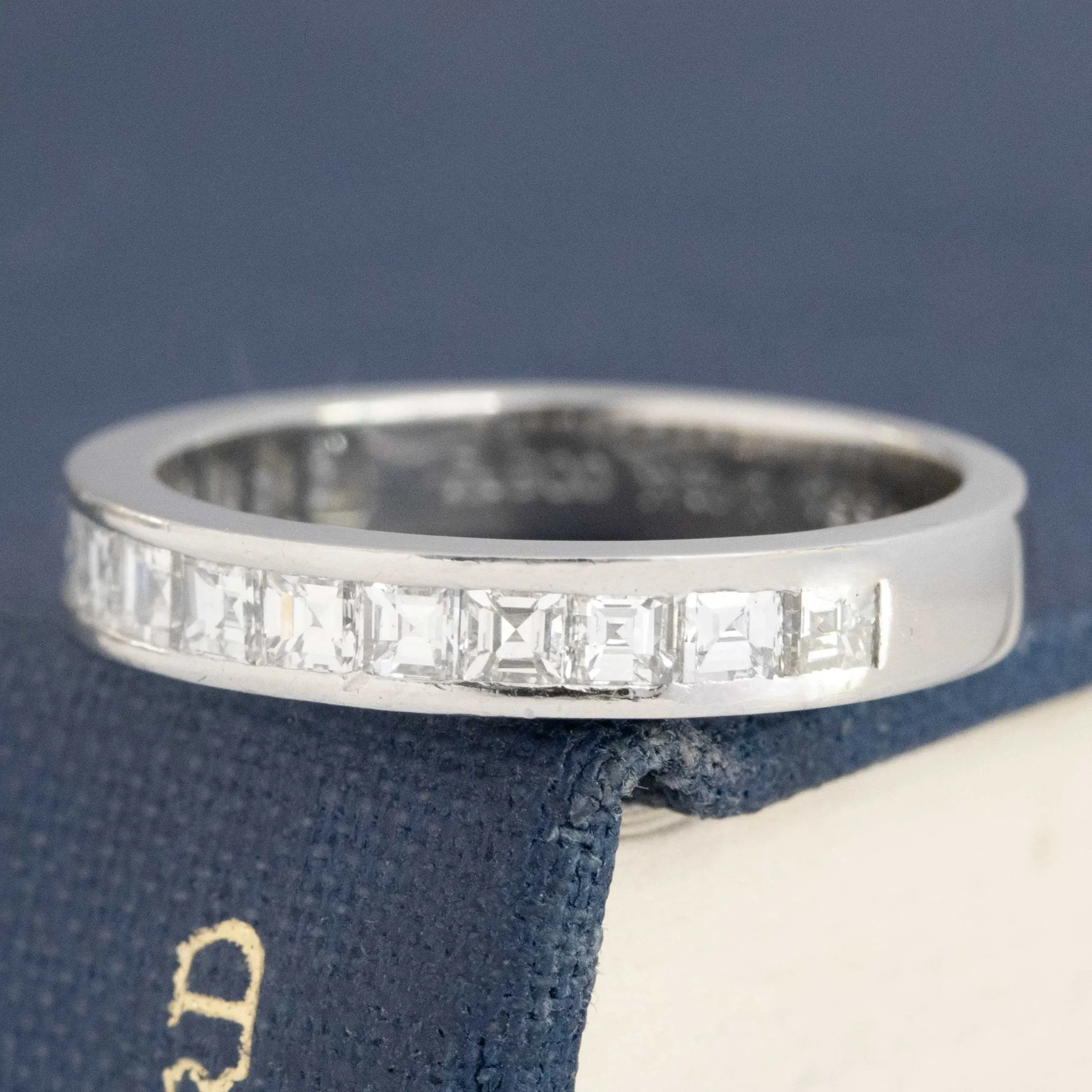 1.00ctw Vintage Carre Cut Diamond Channel Set Band