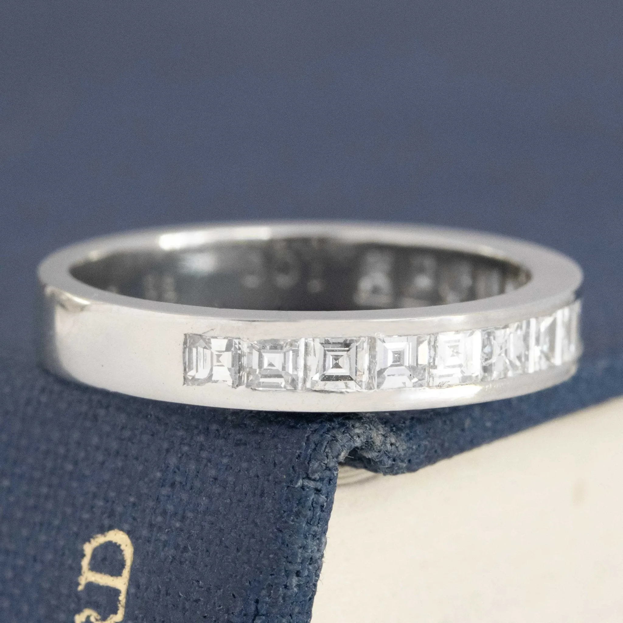 1.00ctw Vintage Carre Cut Diamond Channel Set Band