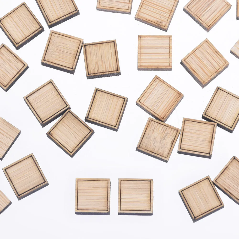 10*10mm Square Wood Charm Laser cut wooden earrings Laser Cut Wood Earring Supplies ear studs 6pcs 10261156