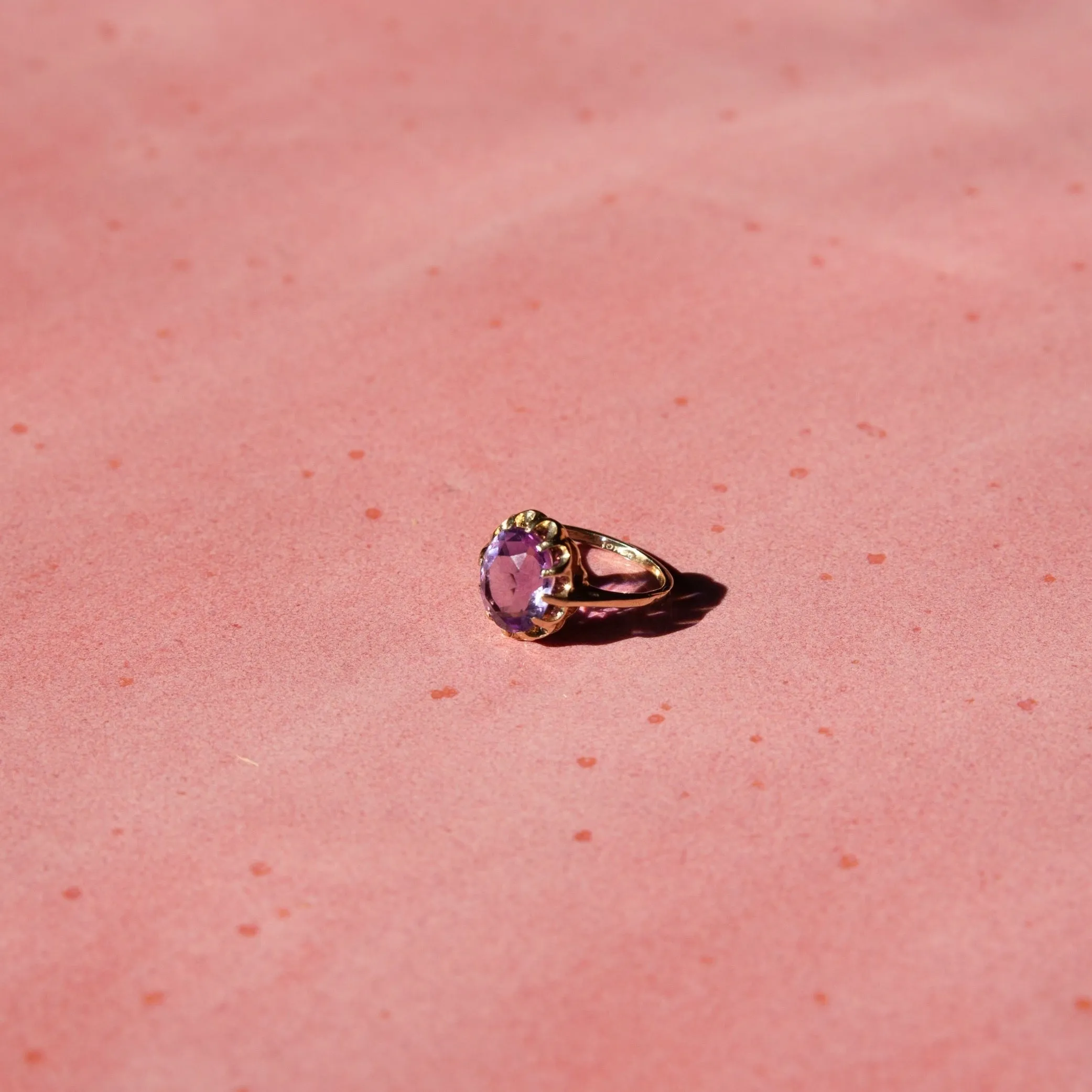 10k Large Amethyst Ring