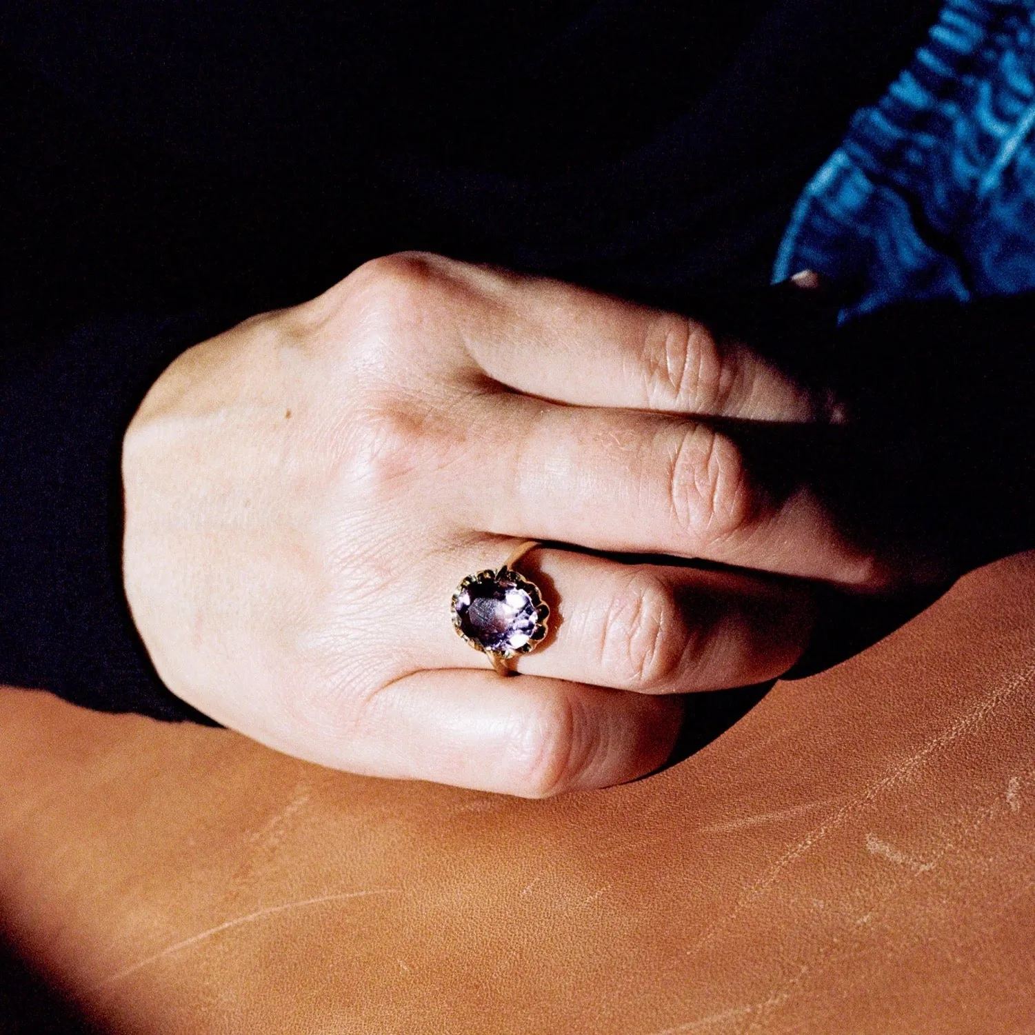 10k Large Amethyst Ring