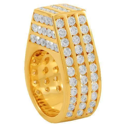 10K Solid Yellow Gold Mens Diamond Ring 8.00 Ctw