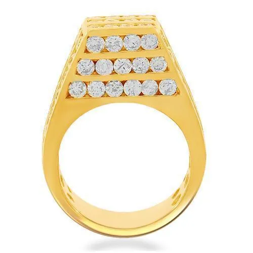 10K Solid Yellow Gold Mens Diamond Ring 8.00 Ctw