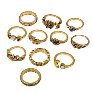 11pcs/Set Women Bohemian Vintage Silver/Gold Stack Rings Above Knuckle
