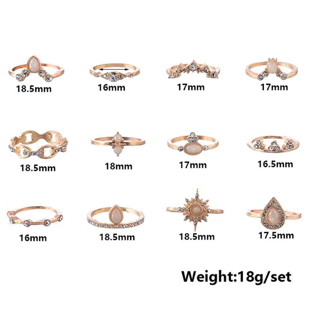 12 Pcs/set Bohemian Vintage Ring Set