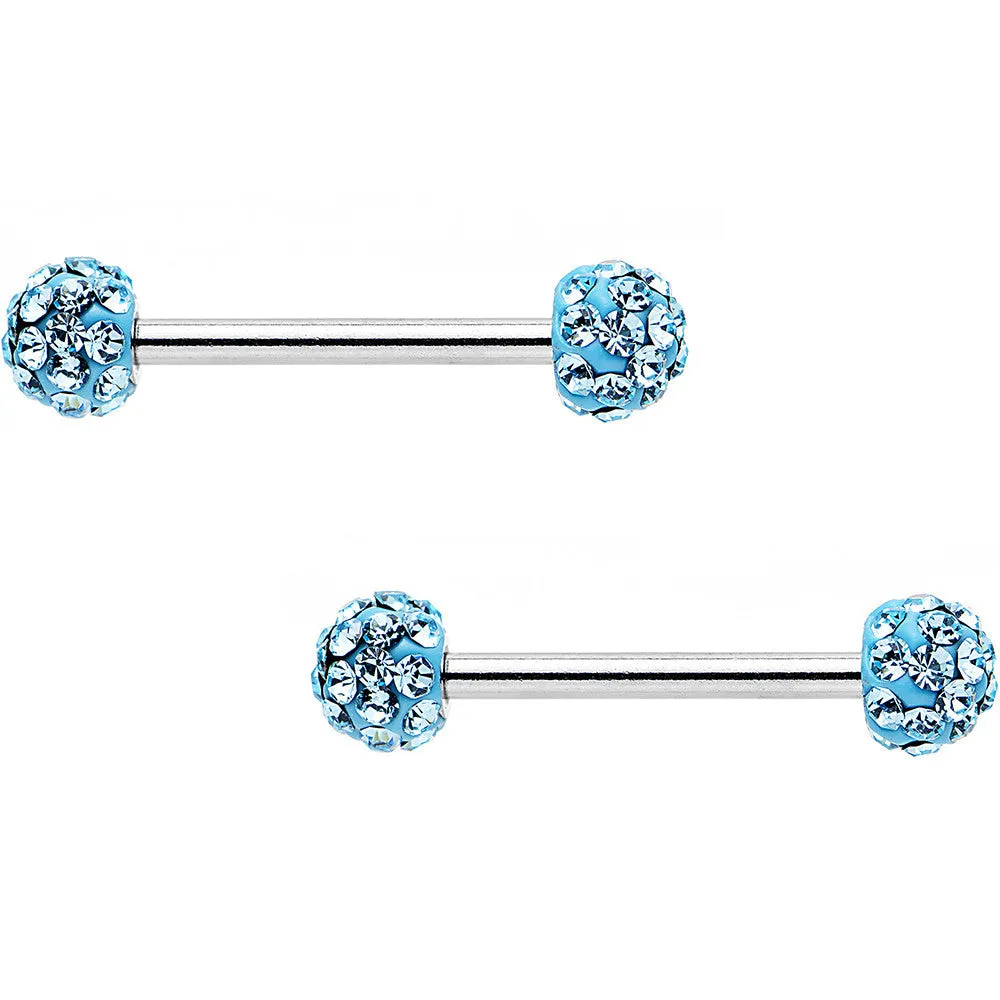 14 Gauge 9/16 Aqua Ferido Ball Ends Barbell Nipple Ring Set