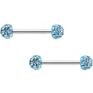 14 Gauge 9/16 Aqua Ferido Ball Ends Barbell Nipple Ring Set