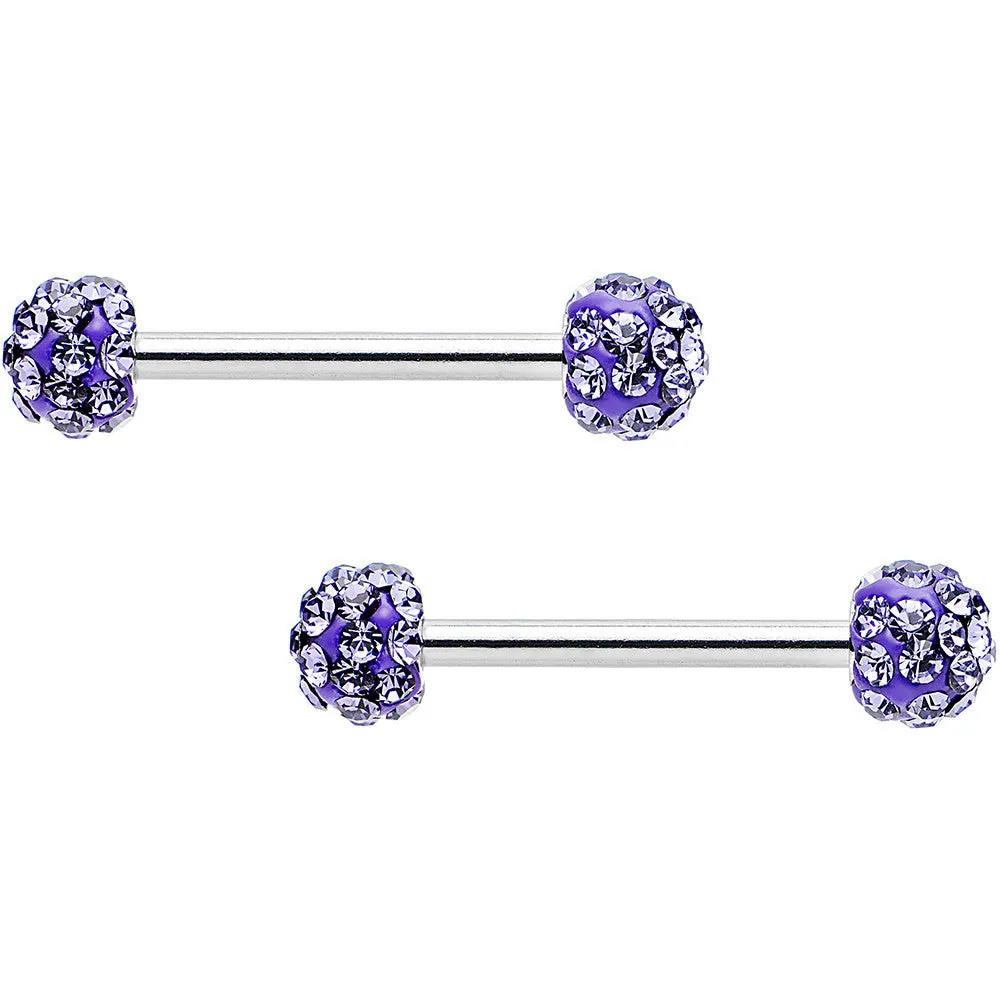 14 Gauge 9/16 Purple Ferido Purple Ball Ends Nipple Barbell Set
