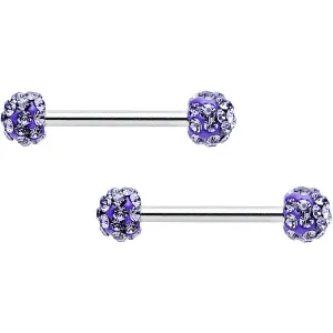 14 Gauge 9/16 Purple Ferido Purple Ball Ends Nipple Barbell Set