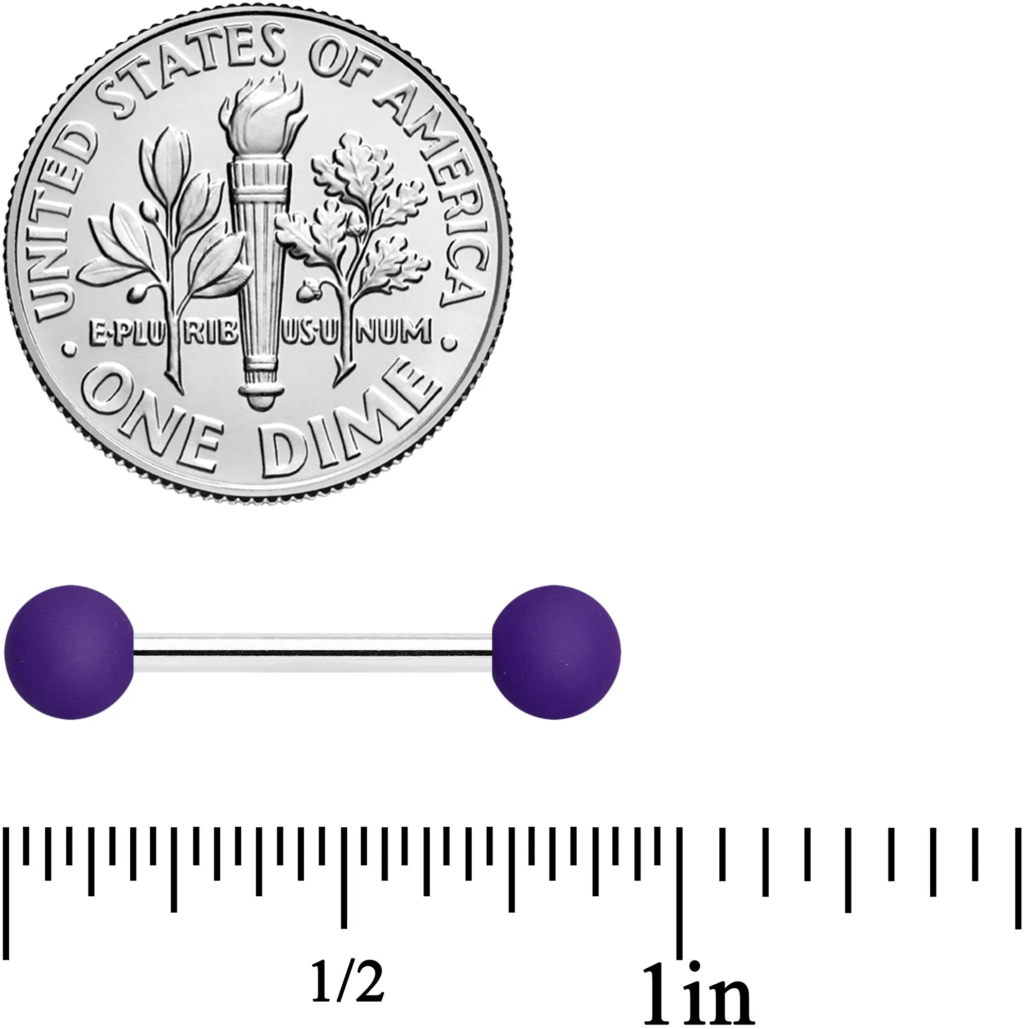 14 Gauge 9/16 Purple Matte Barbell Nipple Ring Set