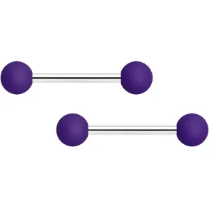 14 Gauge 9/16 Purple Matte Barbell Nipple Ring Set