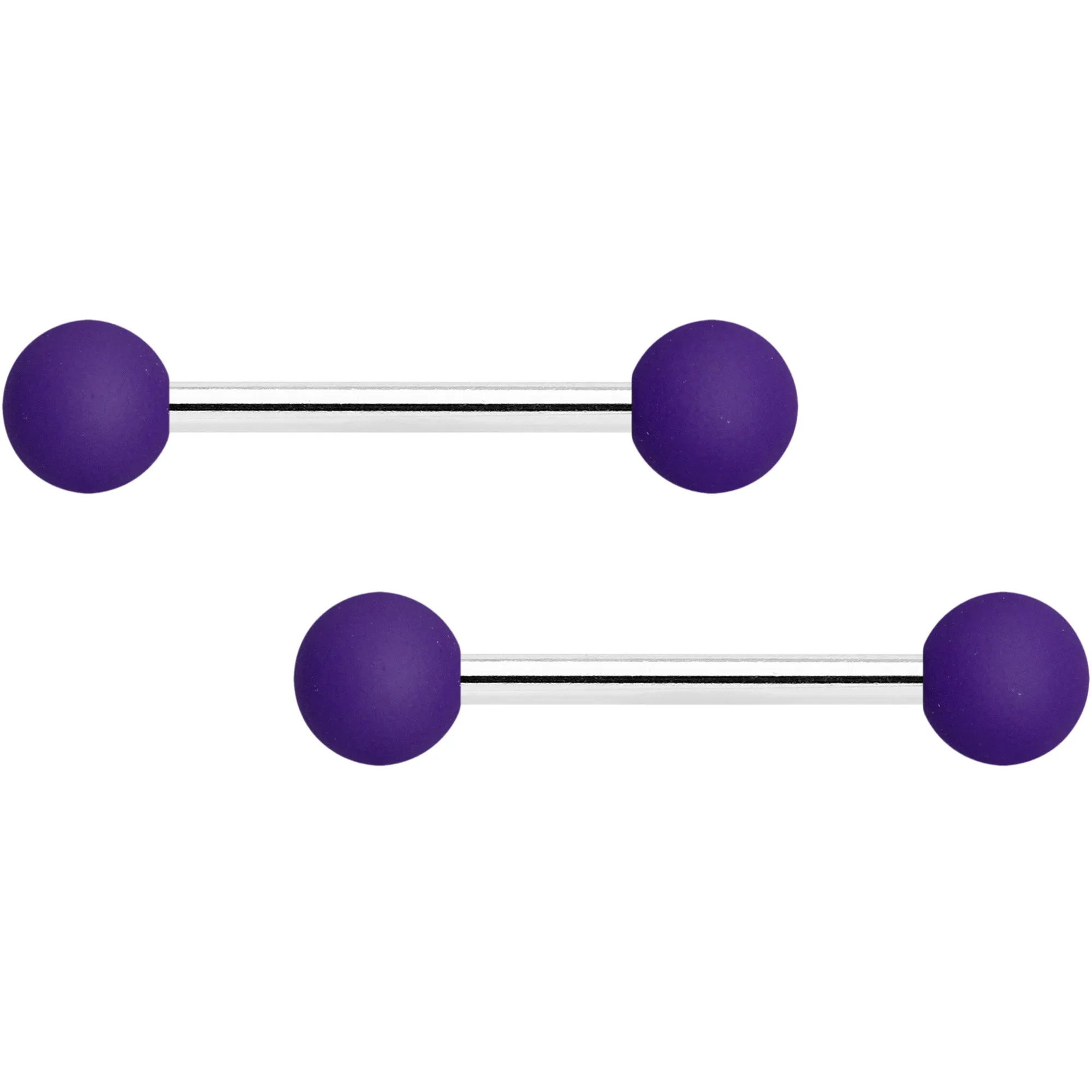 14 Gauge 9/16 Purple Matte Barbell Nipple Ring Set