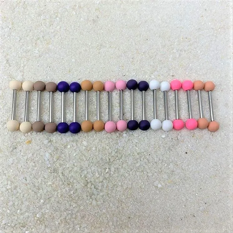 14 Gauge 9/16 Purple Matte Barbell Nipple Ring Set