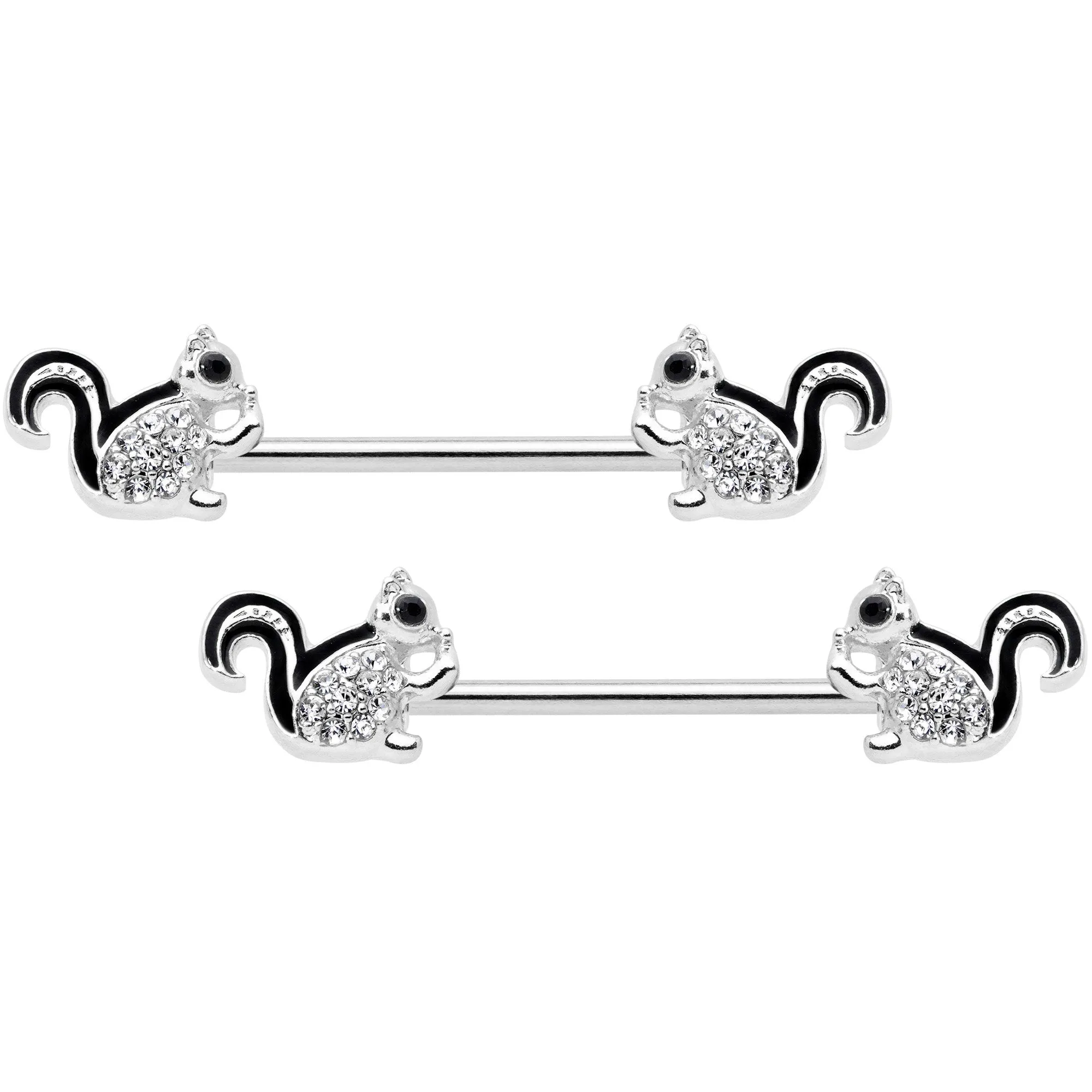 14 Gauge Clear Gem Squirrel BCR Barbell Nipple Ring Set of 4