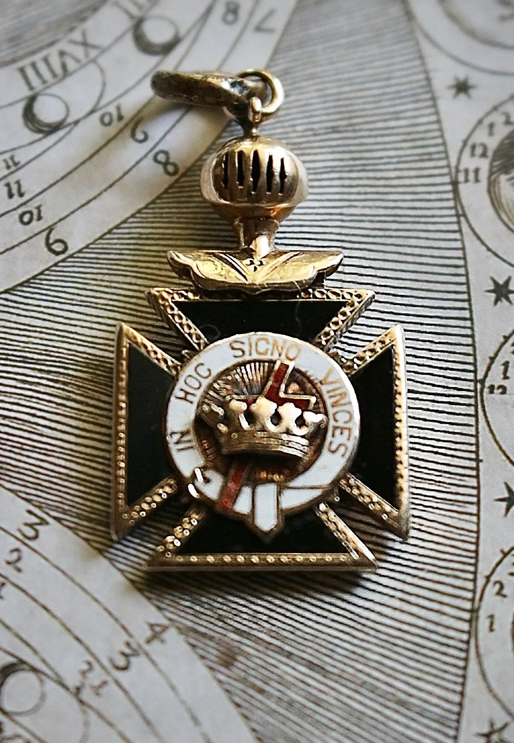 14k Masonic Knight's Templar Fob / Medal / Medallion / Pendant