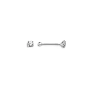 14K White Gold (2mm) Cubic Zirconia Nose Stud