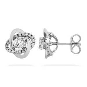 14k White Gold Diamond Jacket Stud Earring 1.57 Ctw