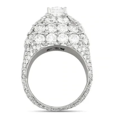 14K White Gold Diamond Ring With Cushion Center Stone 6.45 Ctw