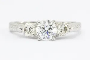 14K White Gold Vintage Inspired 1 CTW Diamond 3 Stone Engagement Ring Size 6.25