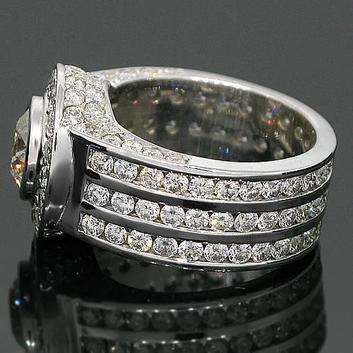 14K White Solid Gold Mens Diamond Ring 7.61 Ctw