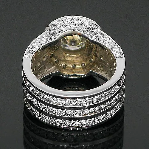 14K White Solid Gold Mens Diamond Ring 7.61 Ctw