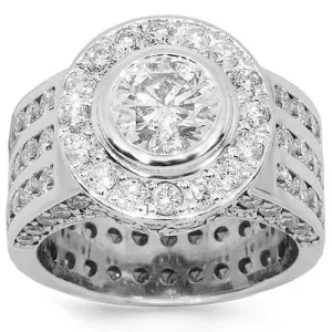 14K White Solid Gold Mens Diamond Ring 7.61 Ctw