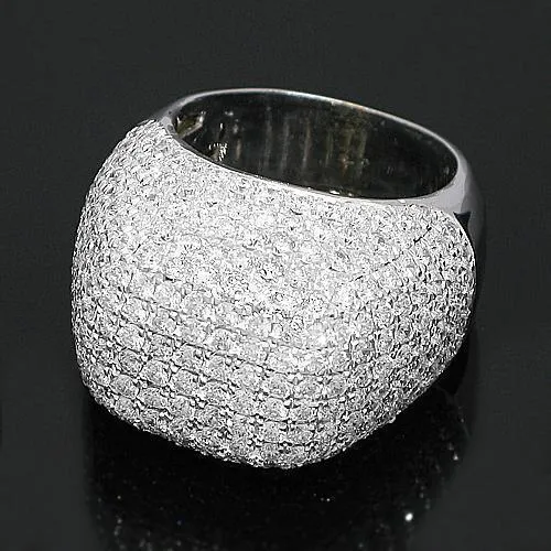 14K White Solid Gold Mens Diamond Ring 7.93 Ctw