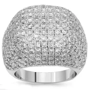 14K White Solid Gold Mens Diamond Ring 7.93 Ctw
