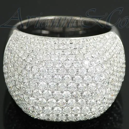 14K White Solid Gold Mens Diamond Ring 7.93 Ctw