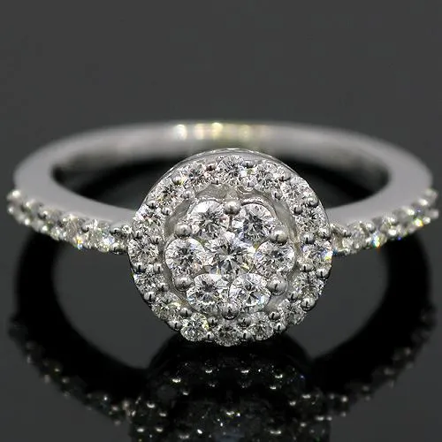 14K White Solid Gold Womens Diamond Cocktail Ring 0.63 Ctw