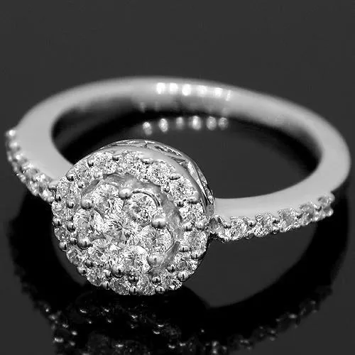 14K White Solid Gold Womens Diamond Cocktail Ring 0.63 Ctw
