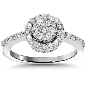 14K White Solid Gold Womens Diamond Cocktail Ring 0.63 Ctw