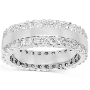 14K White Solid Gold Womens Diamond Eternity Ring Band 1.91 Ctw