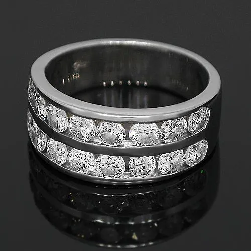 14K White Solid Gold Womens Diamond Wedding Band 2.01 Ctw
