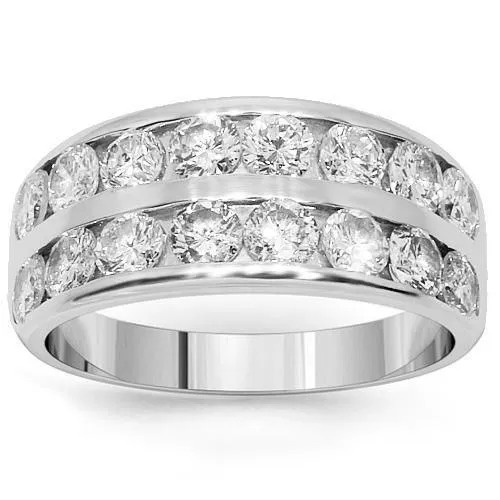 14K White Solid Gold Womens Diamond Wedding Band 2.01 Ctw