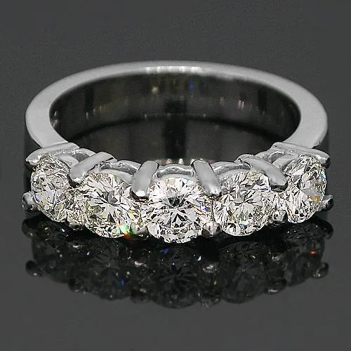 14K White Solid Gold Womens Five Stone Diamond Anniversary Ring 1.85 Ctw