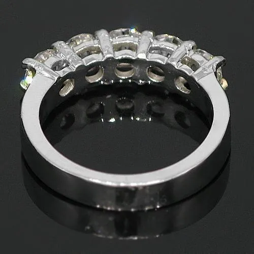 14K White Solid Gold Womens Five Stone Diamond Anniversary Ring 1.85 Ctw