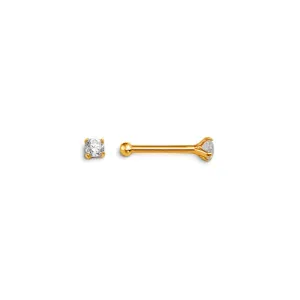 14K Yellow Gold (2mm) Cubic Zirconia Nose Stud
