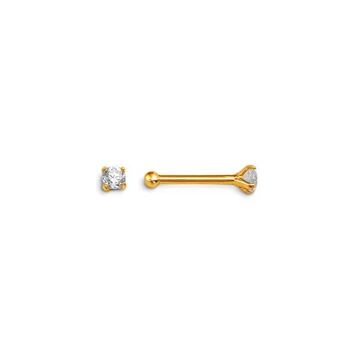 14K Yellow Gold (2mm) Cubic Zirconia Nose Stud