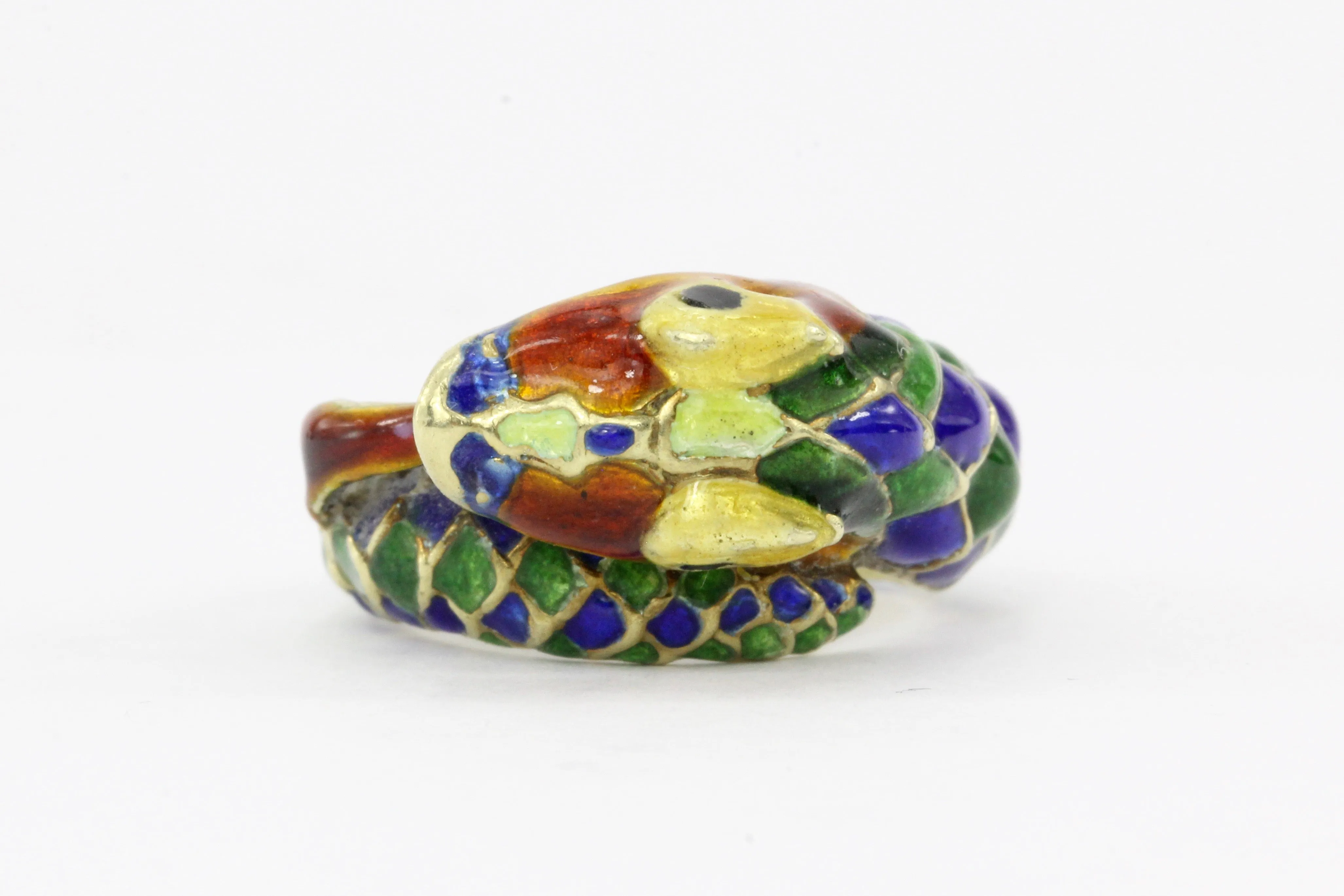 14K Yellow Gold Enamel Snake Ring
