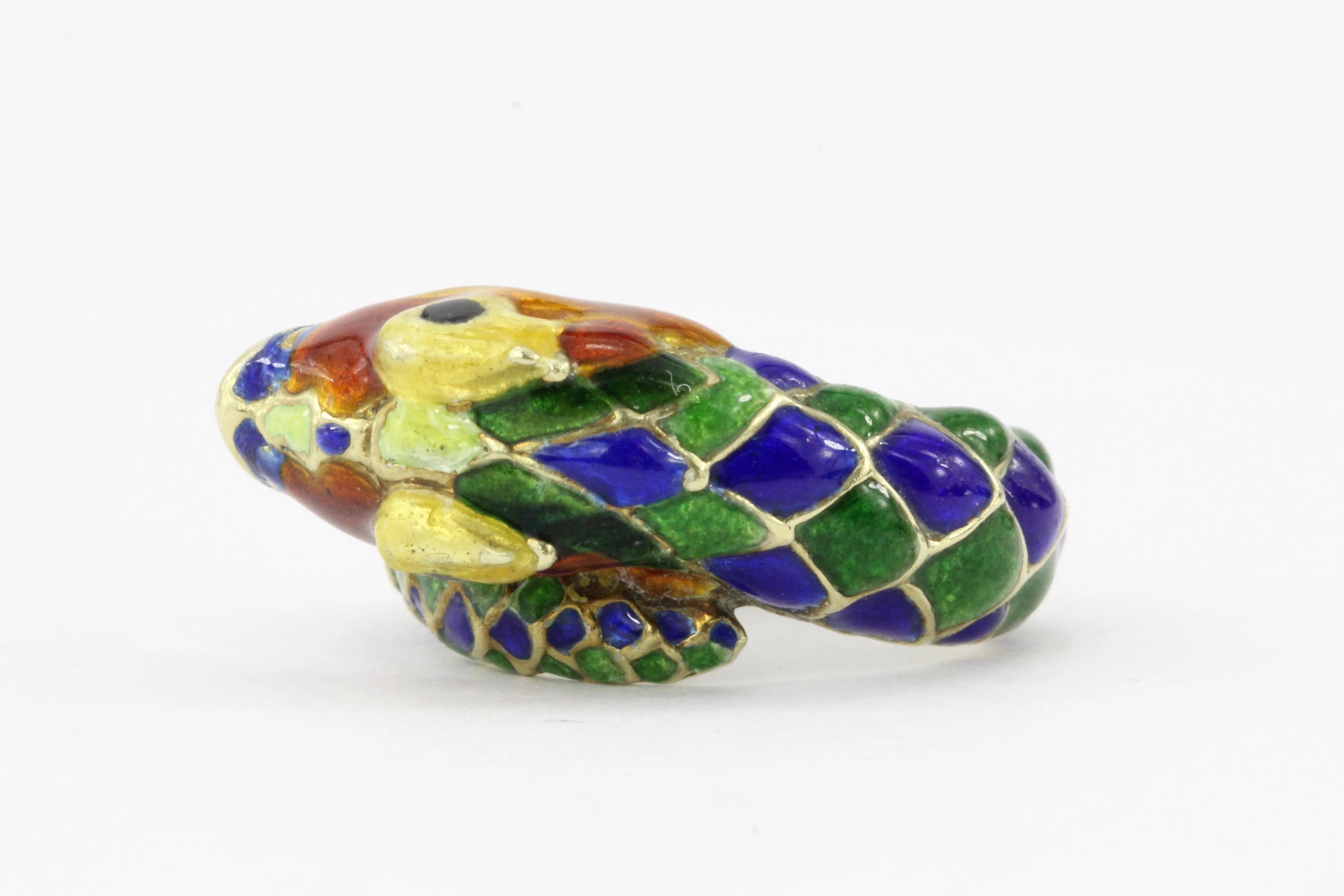 14K Yellow Gold Enamel Snake Ring