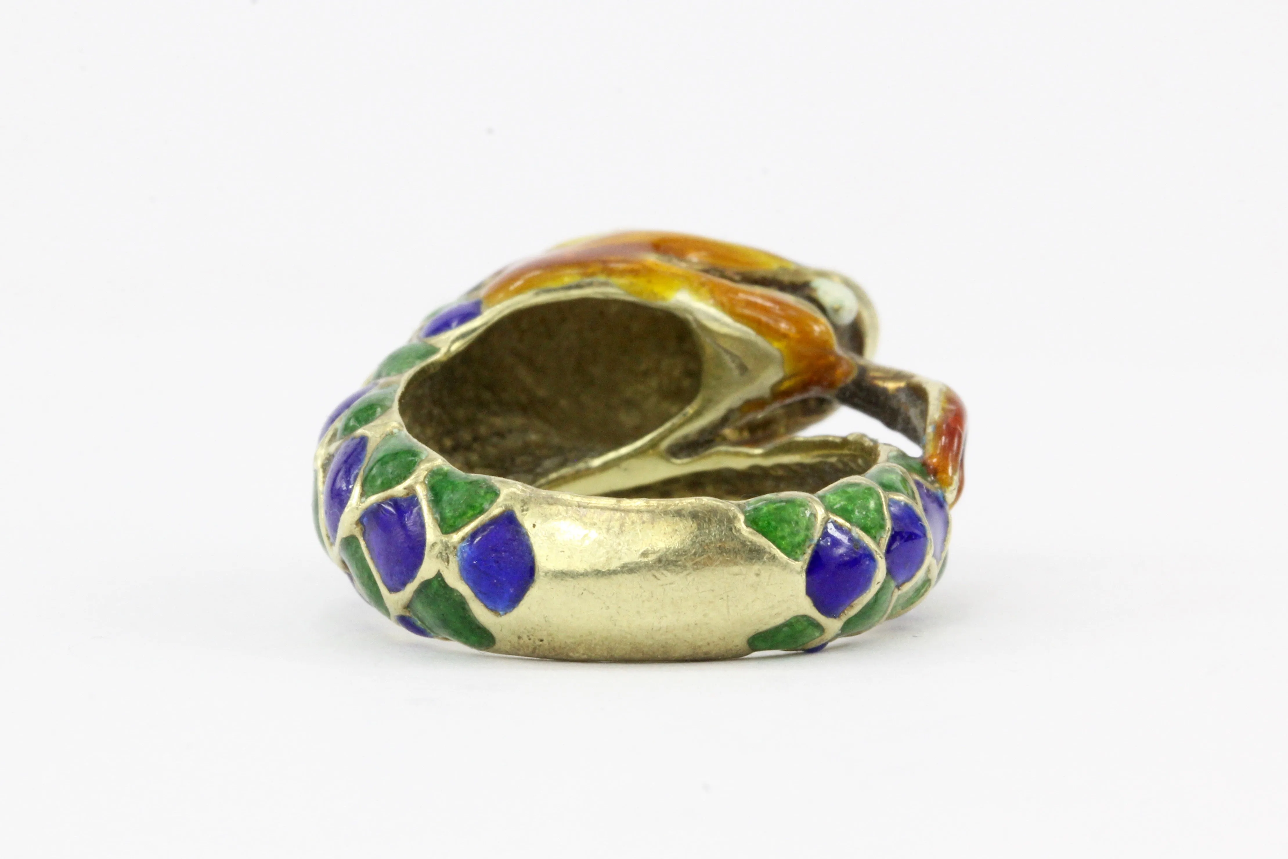 14K Yellow Gold Enamel Snake Ring