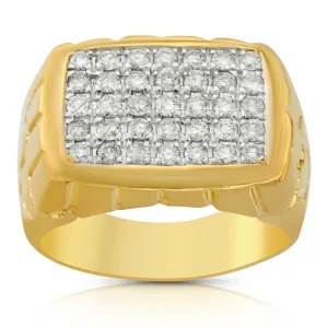 14K Yellow Gold Mens Diamond Ring 1.50 Ctw