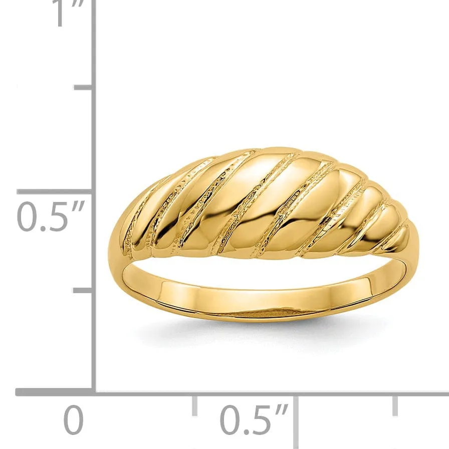14k Yellow Gold Polished Scalloped Dome Ring