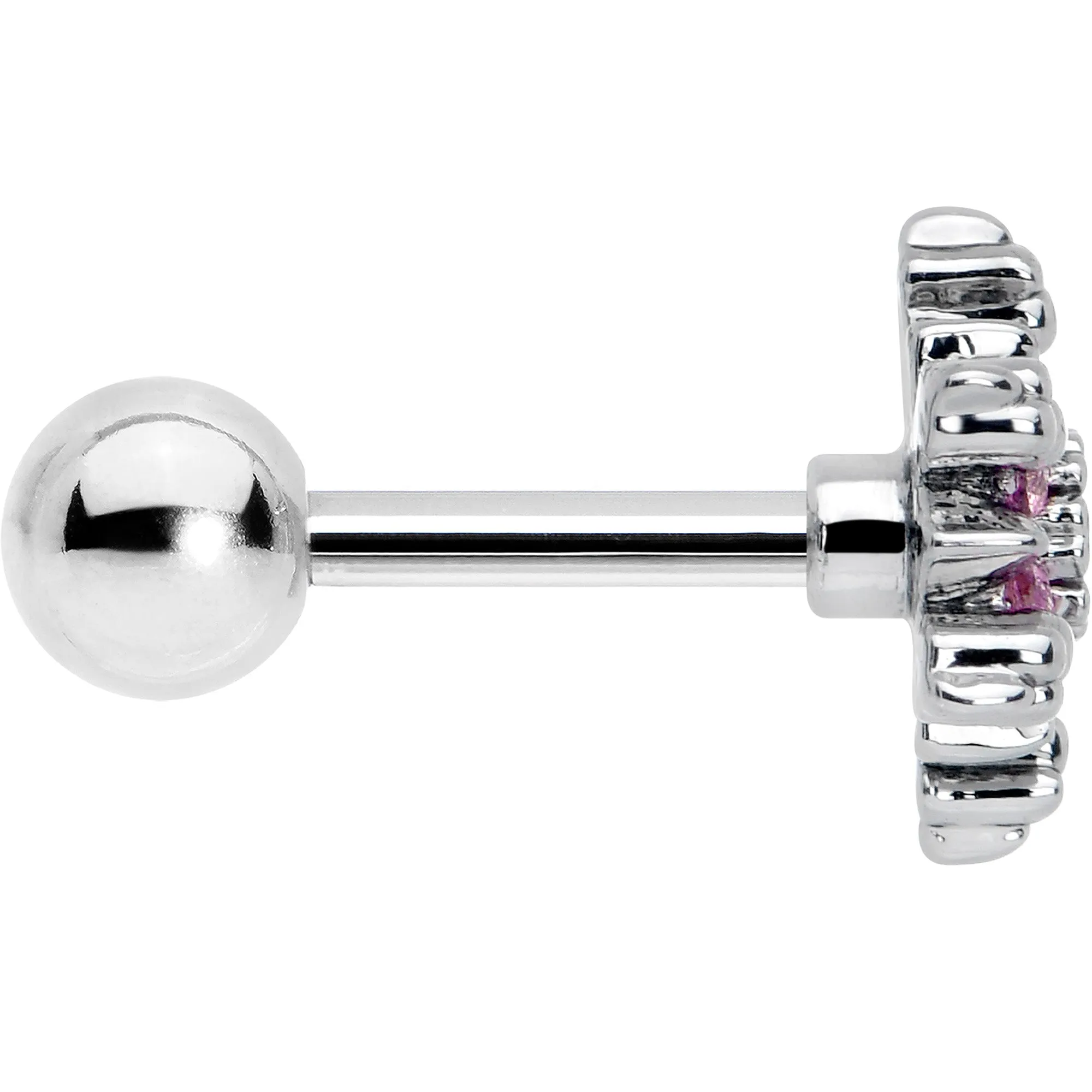 16 Gauge 1/4 Pink CZ Gem Glam Snowflake Cartilage Tragus Earring
