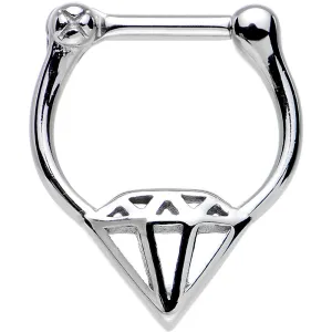 16 Gauge 1/4 Stainless Steel Drop Diamond Inspired Septum Clicker