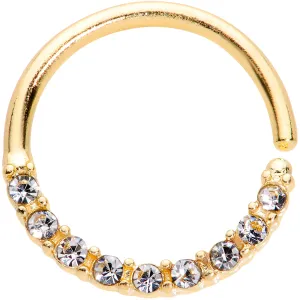 16 Gauge 3/8 Clear Gem Gold Tone Simple Elegance Seamless Circular Ring