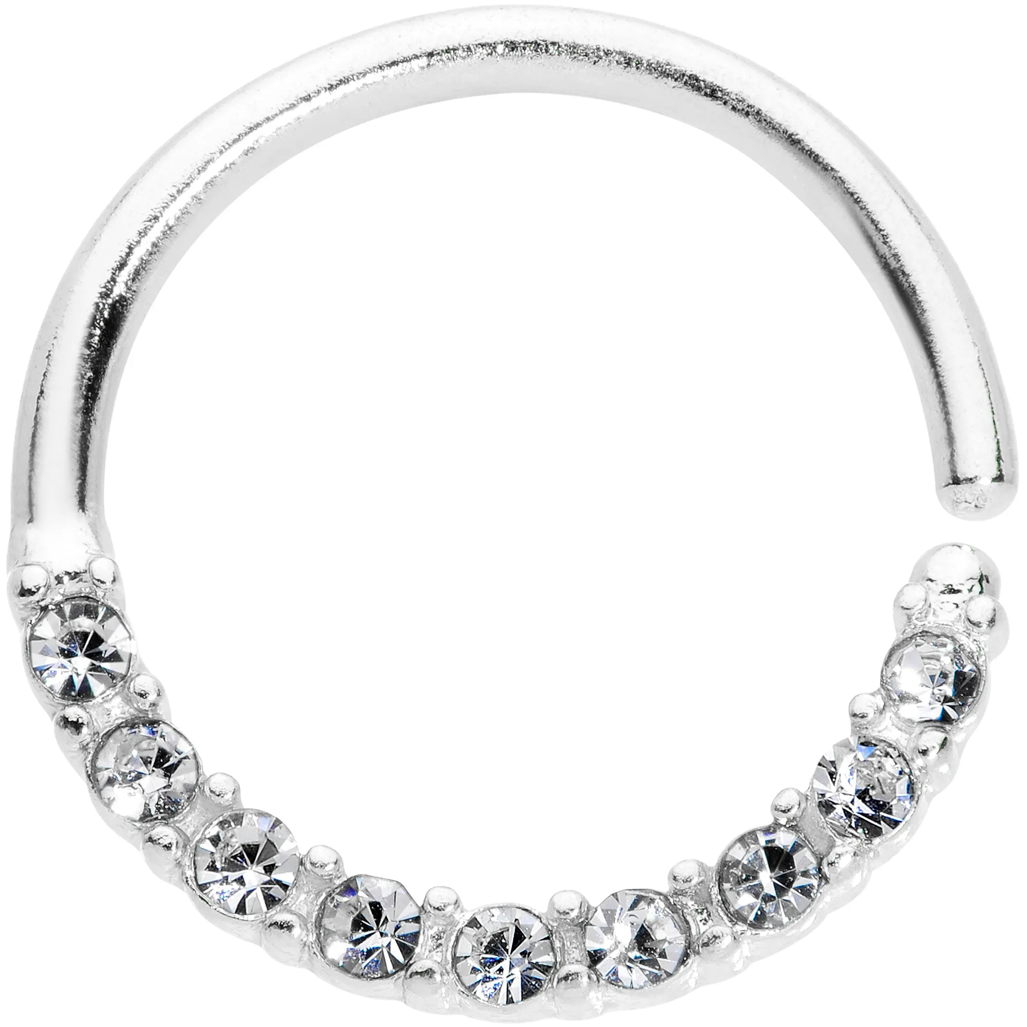 16 Gauge 3/8 Clear Gem Simple Elegance Seamless Circular Ring