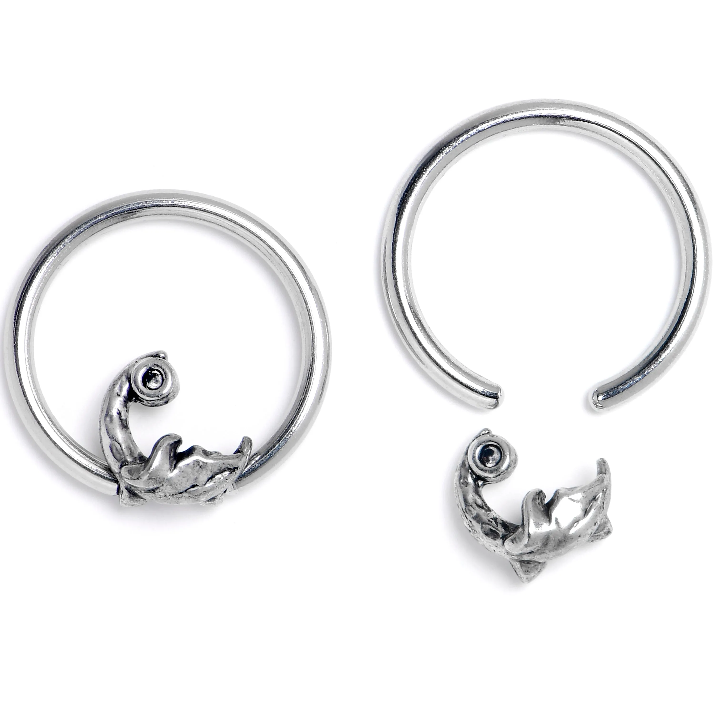 16 Gauge 3/8 Crescent Moon BCR Captive Ring Set of 4